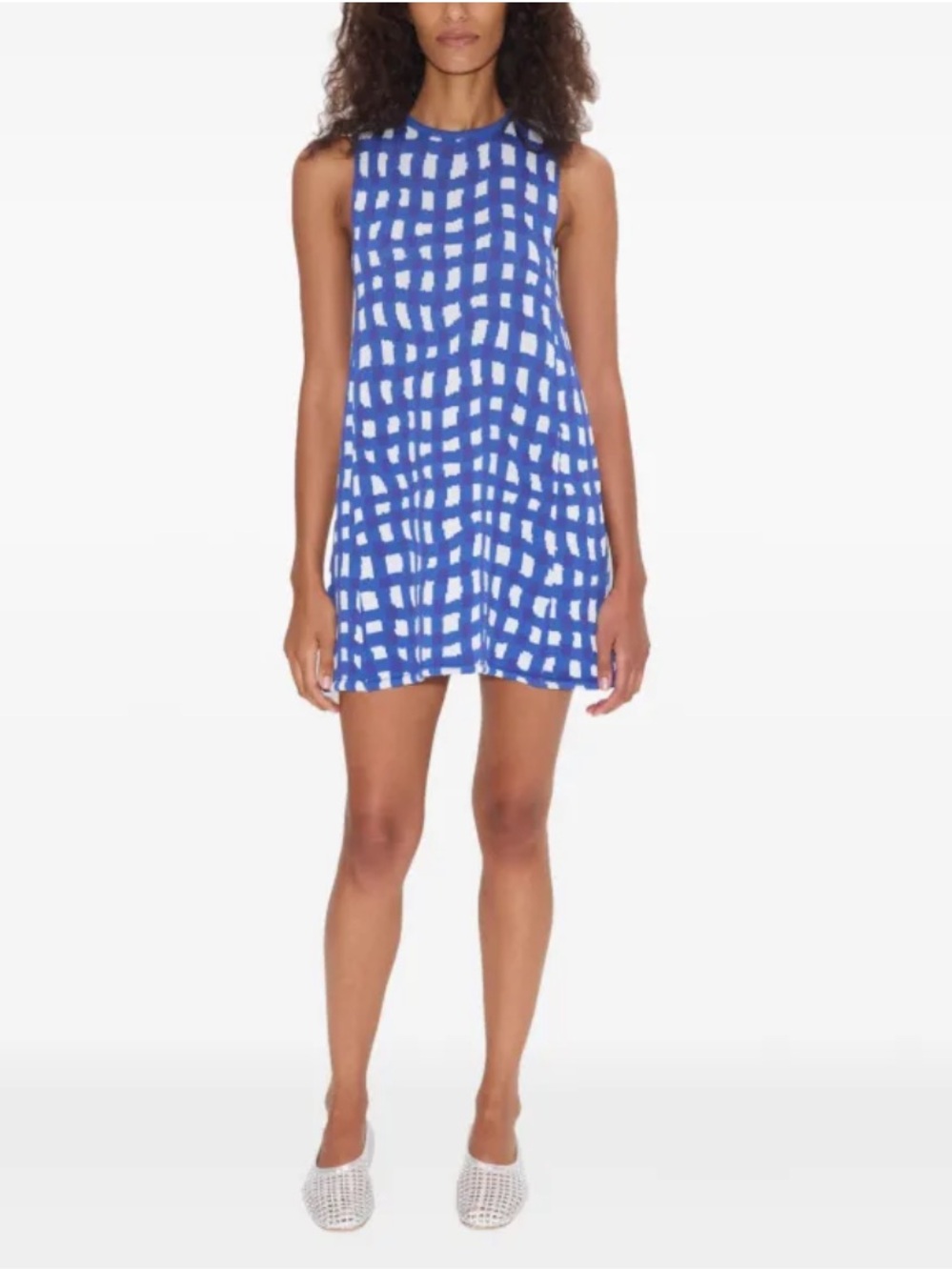 NWT Simon Miller Dress Zana Knit Mini in Klein Blue Wavy Gingham